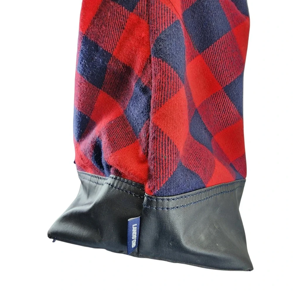 Lands End Large Red Navy Buffalo Plaid Duffle Bag Travel Tote Cabin Outdoorsy